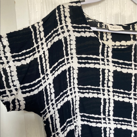 Ganni cap sleeve printed rayon dress - Picture 3 of 8